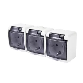   GAO 22131 3 férőhelyes földelt aljzat, kültéri IP44 kivitel, 230 V~ / 50 Hz / 16 A, fehér-füst
