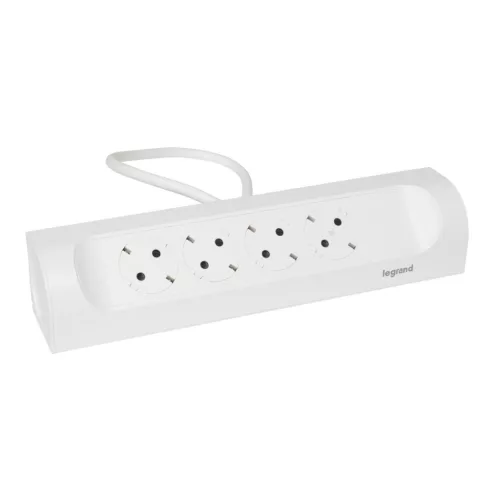 Legrand 694501 sarokba illeszkedő elosztósor, 4x2P+F, 1 m vezetékkel, fehér