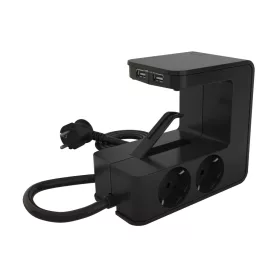   Legrand 694812 Asztalra rögzíthető elosztó 4x2P+F, 2xUSB-A, fekete