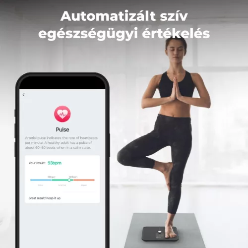 AENO ABS0002S BS2S testmérleg, 180 kg-ig terhelhető, SMART funkciók, profilok, BMI index elemzés, színes kijelző