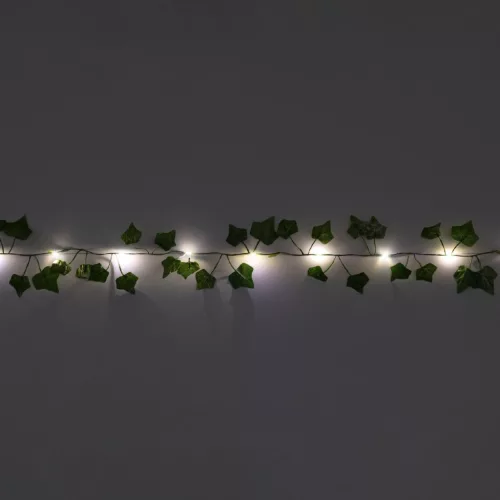 HOME ATM05 borostyánlevél fényfüzér, 2 méter, 20 db melegfehér micro LED, időzítő, elemes tápellátás, beltéri kivitel