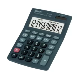   Btech BC-MS8 asztali számológép, napelemes, nagy kijelző, 12 számjegyű, százalékszámítás, gyökvonás