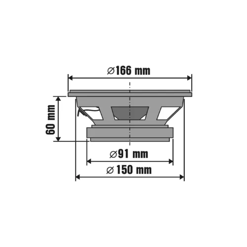 SAL BK 165 autóhangszóró pár, 165 mm, dupla kónusz, 2 x 75 Wmax, 4 Ohm, 45 - 19.000 Hz, 86 dB, PEI magas tölcsér, cellulóz mélyközép kónusz
