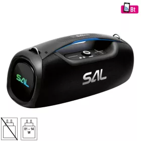   SAL BT9000 hordozható boombox, vezeték nélküli hangszóró, 100 W, IPX5, BT TWS, AUX, USB/microSD, Soft Touch gombok, ~10 h üzemidő, USB-C töltőkábel