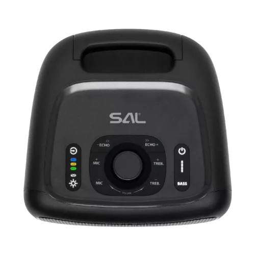 SAL BTCUBE hordozható Boombox, vezeték nélküli hangszóró, 70 watt, 3 hangszóró, Bluetooth TWS, IPX4, beépített akkumulátor