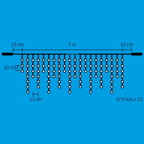 Home DLFJ 200/WW LED-es fényfüggöny, 5 m / 200 db melegfehér LED, állófényű, fehér vezeték, sorolható, kül- és beltéri kivitel