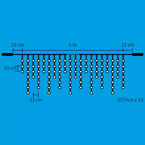 Home DLFJ 200F/WW LED-es sziporkázó fényfüggöny, 5 m / 200 db melegfehér LED, állófényű, fehér vezeték, sorolható, kül- és beltéri kivitel