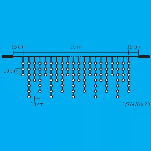 Home DLFJ 400F/WW sziporkázó fényfüggöny, 10 m / 400 db melegfehér LED, állófényű, fehér vezeték, sorolható, kül- és beltéri kivitel