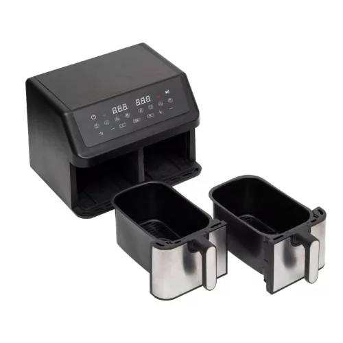 HOME HGAF29 duplakosaras forrólevegős sütő, 2 x 4,5L, 2000 W, digitális vezérlés, 8 féle üzemmód