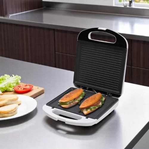 HOME HGP4 panini szendvicssütő, 1200 W, nagy sütőfelület, tapadásmentes, jelzőfények