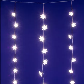   HOME KAF50WW LED-es hópehely fényfüggöny, 1,35 m, 50 db melegfehér LED, hálózati tápellátás, beltéri kivitel