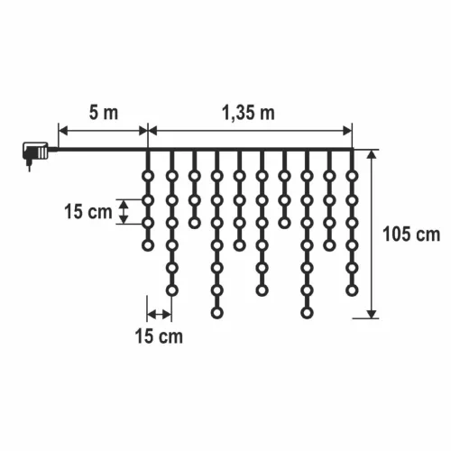 HOME KAF50WW LED-es hópehely fényfüggöny, 1,35 m, 50 db melegfehér LED, hálózati tápellátás, beltéri kivitel