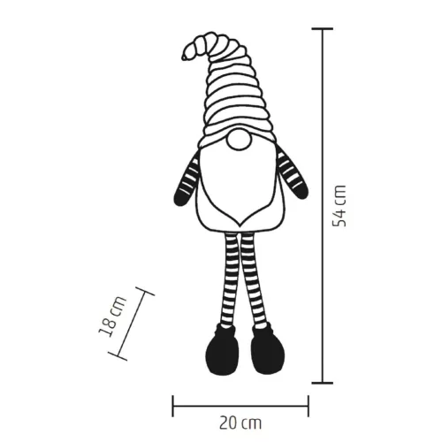 Home KDD 54 manó dekoráció, 3 db villogó LED, szövet, plüss