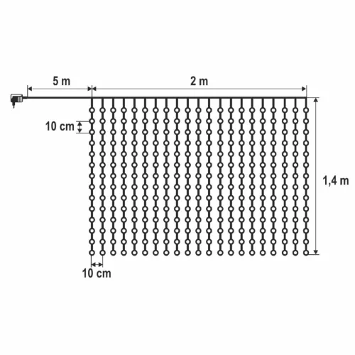 HOME KIN294DWW DOT LED-es fényfüggöny, 294db melegfehér DOT LED, 2m hosszú, állófényű, adapteres tápellátás, kül- és beltéri kivitel