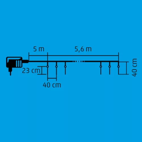 Home KJL 240 LED-es jégcsap fényfüzér, 5,32x0,24 m / 240 db hidegfehér LED, 15 db jégcsap, átlátszó vezeték, fényjáték, hálózati adapter, kül- és beltéri kivitel
