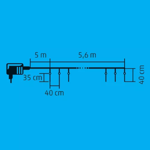 Home KJL 35 LED-es jégcsap fényfüzér, kül- és beltéri kivitel, 15 jégcsap, jégcsaponként 18 LED, 270 db hidegfehér LED, füzér hossza 5,6 m