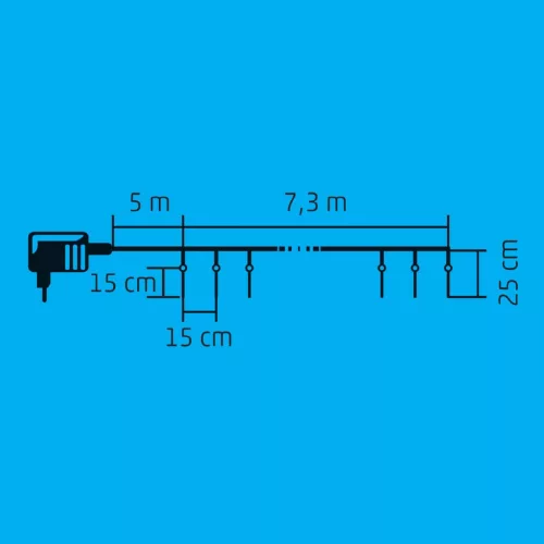 Home KJL 50C LED-es jégcsap fényfüzér, 7,3x0,25 m / 50 db hidegfehér LED, 50 db jégcsap, fehér vezeték, állófényű, hálózati adapter, kül- és beltéri kivitel