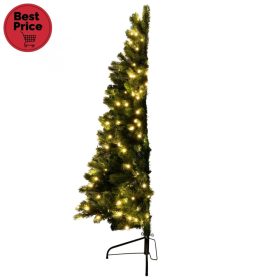   Home KMF 7/150 fél műfenyő beépített világítással, 180 db LED, 150 cm magasság, 85 cm legnagyobb átmérő, sík oldal