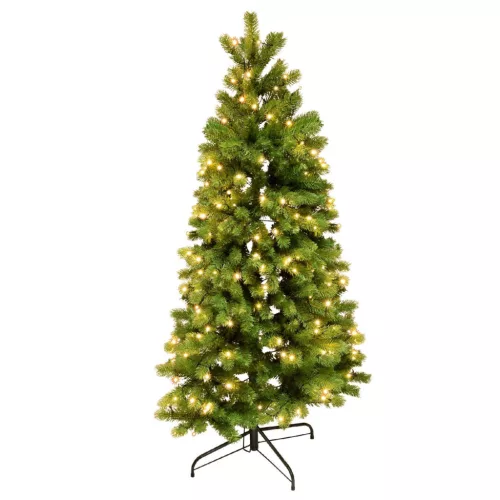 Home KMF 7/150 fél műfenyő beépített világítással, 180 db LED, 150 cm magasság, 85 cm legnagyobb átmérő, sík oldal