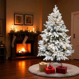   HOME KMF8LED240 havas műfenyő LED-ekkel, 460db melegfehér LED, 240cm magas, 144cm átmérő, 3D és 2D tűlevelek, hálózati tápellátás, beltéri kivitel