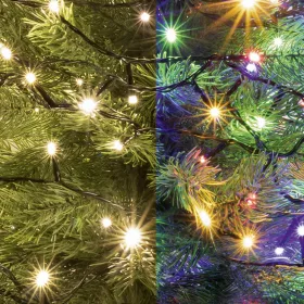   Home LED 205/WW/M LED-es DUAL COLOR fényfüzér, 14 m / 200 db melegfehér és színes LED, zöld vezeték, 5 fényprogram, hálózati adapter, kül- és beltéri kivitel