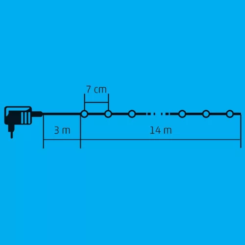 Home LED 205/WW/M LED-es DUAL COLOR fényfüzér, 14 m / 200 db melegfehér és színes LED, zöld vezeték, 5 fényprogram, hálózati adapter, kül- és beltéri kivitel