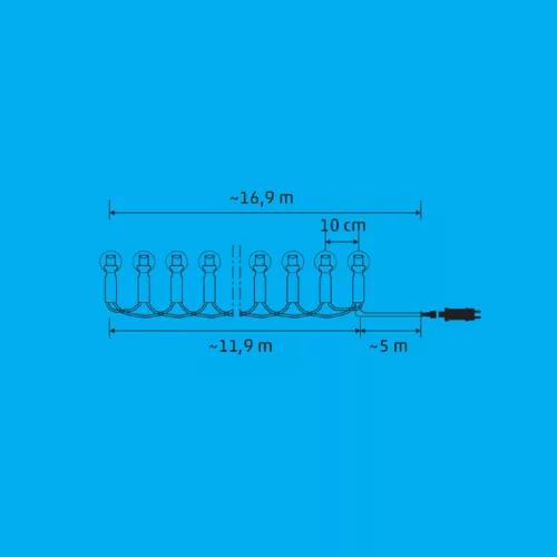 iSparkle LEDS120DV LED-es fényfüzér, 11,9 m / 120 db RGB LED, gömb, applikációval vezérelhető, smart, kül- és beltéri kivitel