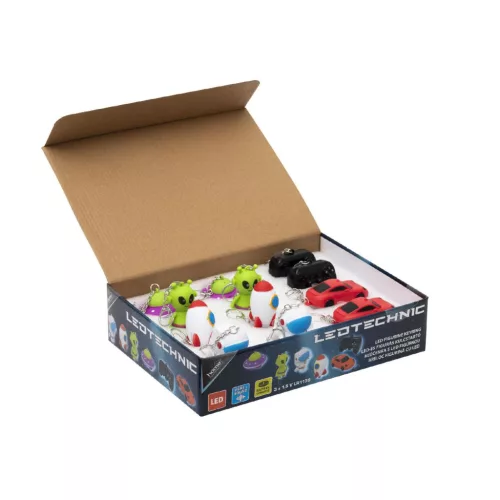 HOME LEDTECHNIC LED-es kulcstartó, figurák, tápellátás 3xLR1130 gombelem, 12 db/display