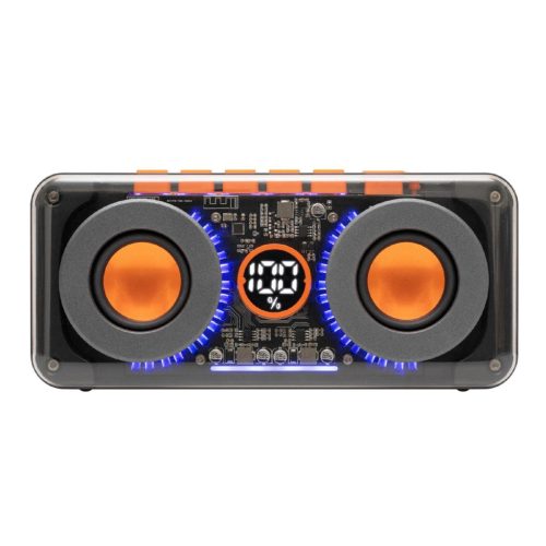 SAL MECHAPOWER vezeték nélküli hangszóró és multimédia-lejátszó, 2 x 10 W, RGB LED, BT TWS, USB-C, ~8 óra üzemidő, superbass mélysugárzó