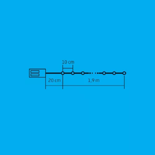 Home ML 20/M micro LED-es fényfüzér, 1,9 m / 20 db színes micro LED, állófényű, átlátszó vezeték, elemes, beltéri kivitel