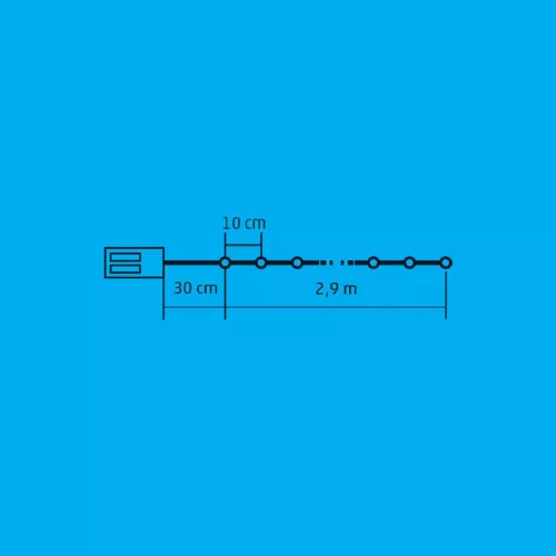Home ML 30/WW micro LED-es fényfüzér, 2,9 m / 30 db melegfehér micro LED, állófényű, kapcsolható és időzíthető, átlátszó vezeték, elemes, beltéri kivitel