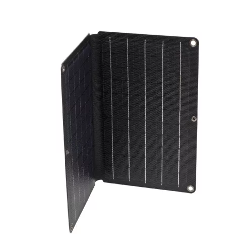 HOME MSC10W hordozható napelemes USB töltő, összecsukható, 10Watt, 2xUSB, LED töltésjelző, felakasztható, tartozék karabinerekkel