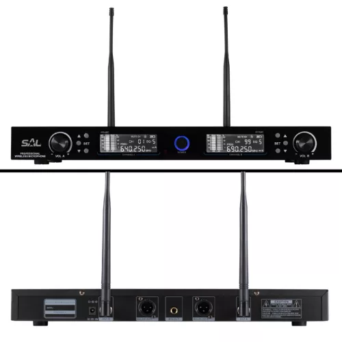 SAL MVN 910 vezeték nélküli mikrofonszett, digitális zajszűrés, 2x100 csatorna, ~140 m hatótáv, UHF frekvenciasáv, rack kompatibilis
