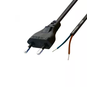   Home N 2/VDE hálózati csatlakozókábel, 1,5 m, H03VVH2-F 2x0,75 mm2 kábel, ónozott véggel, max.500W, fekete