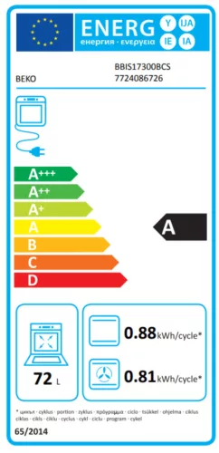 Beko BBIS17300BCS - Beépíthető sütő, 72 liter