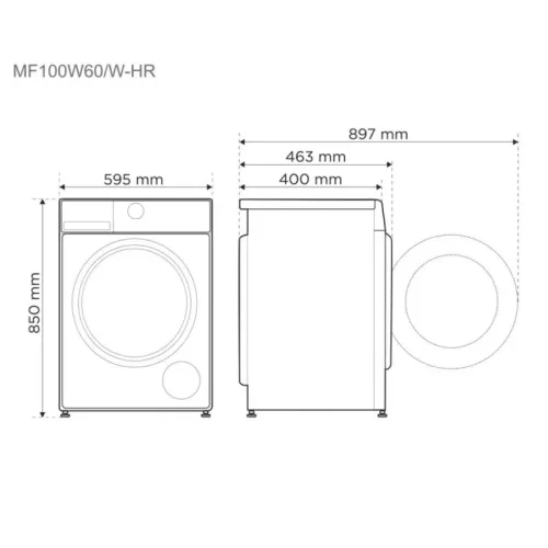 Midea MF100W60/W-HU - Keskeny elöltöltős mosógép, 6 kg, 1000 fordulat/perc