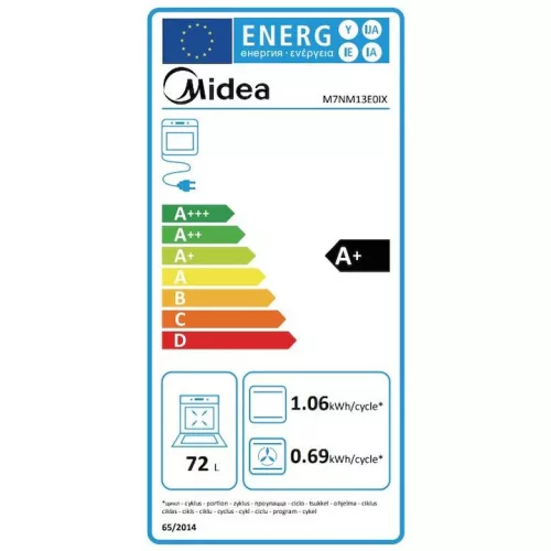 Midea M7NM13E0IX - Beépíthető sütő, 72 liter