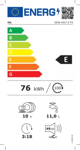 OK. ODW 4527 E FS - Szabadonálló mosogatógép , 10 teríték