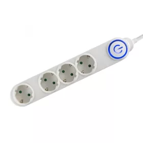   Home NV 04TK/WH talpkapcsolós elosztó világító kapcsolóval, 1,5 m, H05VV-F 3G1,0 mm2 kábel, 4 aljzat gyermekvédelemmel, max. 3500W, fehér