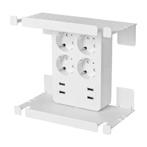 Home NV 4 USB tálcás USB-s elosztó, 4 földelt aljzat, 4 USB aljzat össz 2,4A, elforgatható csatlakozódugó, max.3680W
