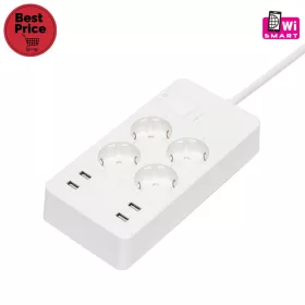   Home NV 4 WIFI smart elosztó, 1,5 m, H05VV-F 3G1,5 mm2 kábel, 4 földelt aljzat, 4 USB aljzat, max.3680W, Tuya alkalmazás kompatibilis, WiFi-s