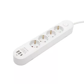   HOME NV4KUSBC hálózati elosztó, 1,5 m, H05VV-F 3G1,5 mm2 kábel, 4 védőérintkezős aljzat, USB töltőaljzat, max. 3680W, kétpólusú kapcsoló, beltéri kivitel