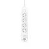 HOME NV4KUSBC hálózati elosztó, 1,5 m, H05VV-F 3G1,5 mm2 kábel, 4 védőérintkezős aljzat, USB töltőaljzat, max. 3680W, kétpólusú kapcsoló, beltéri kivitel