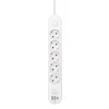 HOME NV5K3USBC hálózati elosztó, 3 m, H05VV-F 3G1,5 mm2 kábel, 5 védőérintkezős aljzat, USB töltőaljzat, max. 3680W, kétpólusú kapcsoló, beltéri kivitel