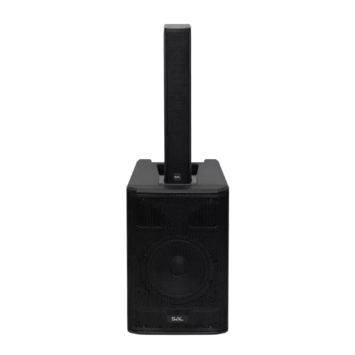SAL PAS8W42S professzionális oszlopsugárzó hangrendszer, max. 600 W, 20cm mélysugárzó, 4x2” szélessávú szatellit hangszóró, aktív zenekari hangdoboz, Bluetooth, állvány