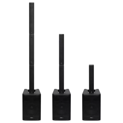 SAL PAS8W42S professzionális oszlopsugárzó hangrendszer, max. 600 W, 20cm mélysugárzó, 4x2” szélessávú szatellit hangszóró, aktív zenekari hangdoboz, Bluetooth, állvány