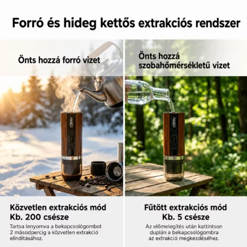 RoosCamp ROOSCOFFEE hordozható kávéfőző, max 20 bar, 7500 mAh akkumulátor, powerbank funkció, USB-C