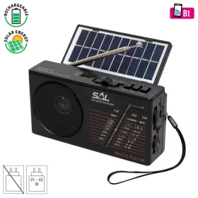   SAL RPH 1 napelemes rádió és multimédia lejátszó, hibrid töltés, 3 sávos AM-FM-SW rádió, BT/USB/microSD, ~11 óra üzemidő