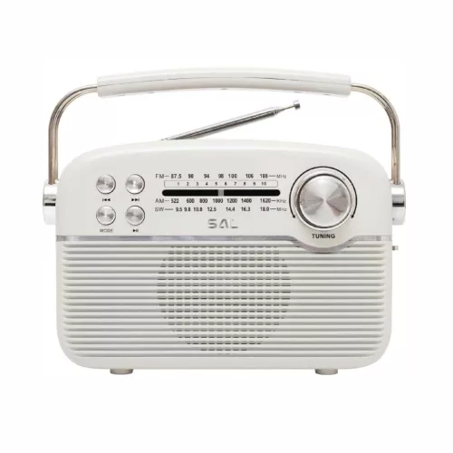 SAL RPR9 napelemes rádió multimédia lejátszóval, FM-AM-SW rádió, Bluetooth, USB és microSD csatlakozás, beépített akkumulátor
