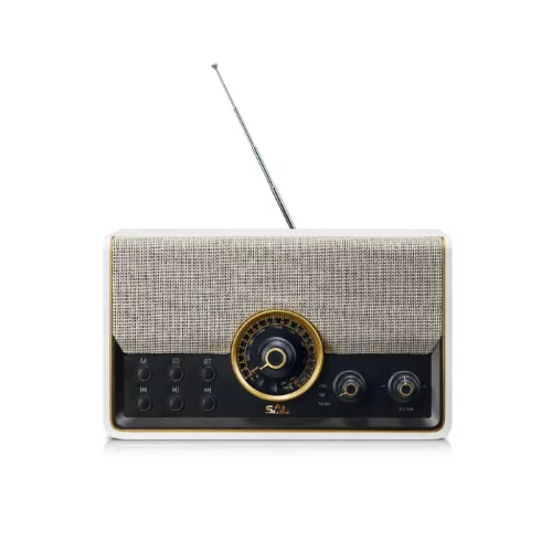 SAL RRT 6B retro táskarádió, multimédia lejátszó, 6 in 1, BT, USB, MicroSD, AUX, FM rádió, kihangosító, beépített mikrofon
